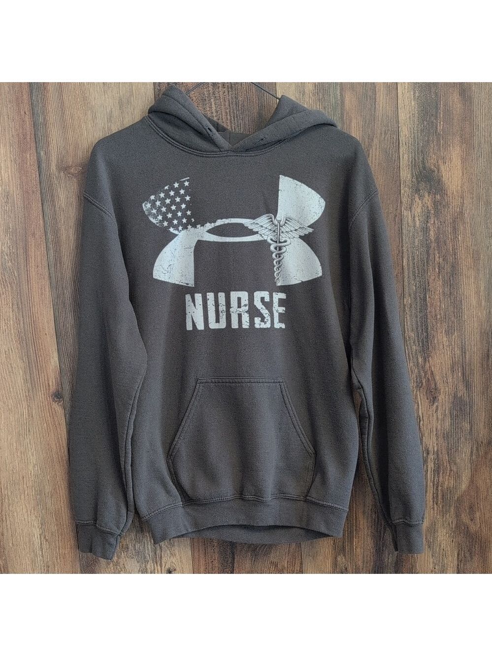 Under Armour Charcoal Gray Hoodie with Nurse Graphic S                      926A
